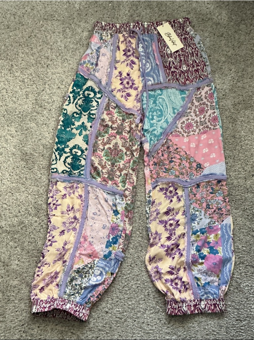 NWT Blue Velvet Patchwork Jogger Pants
